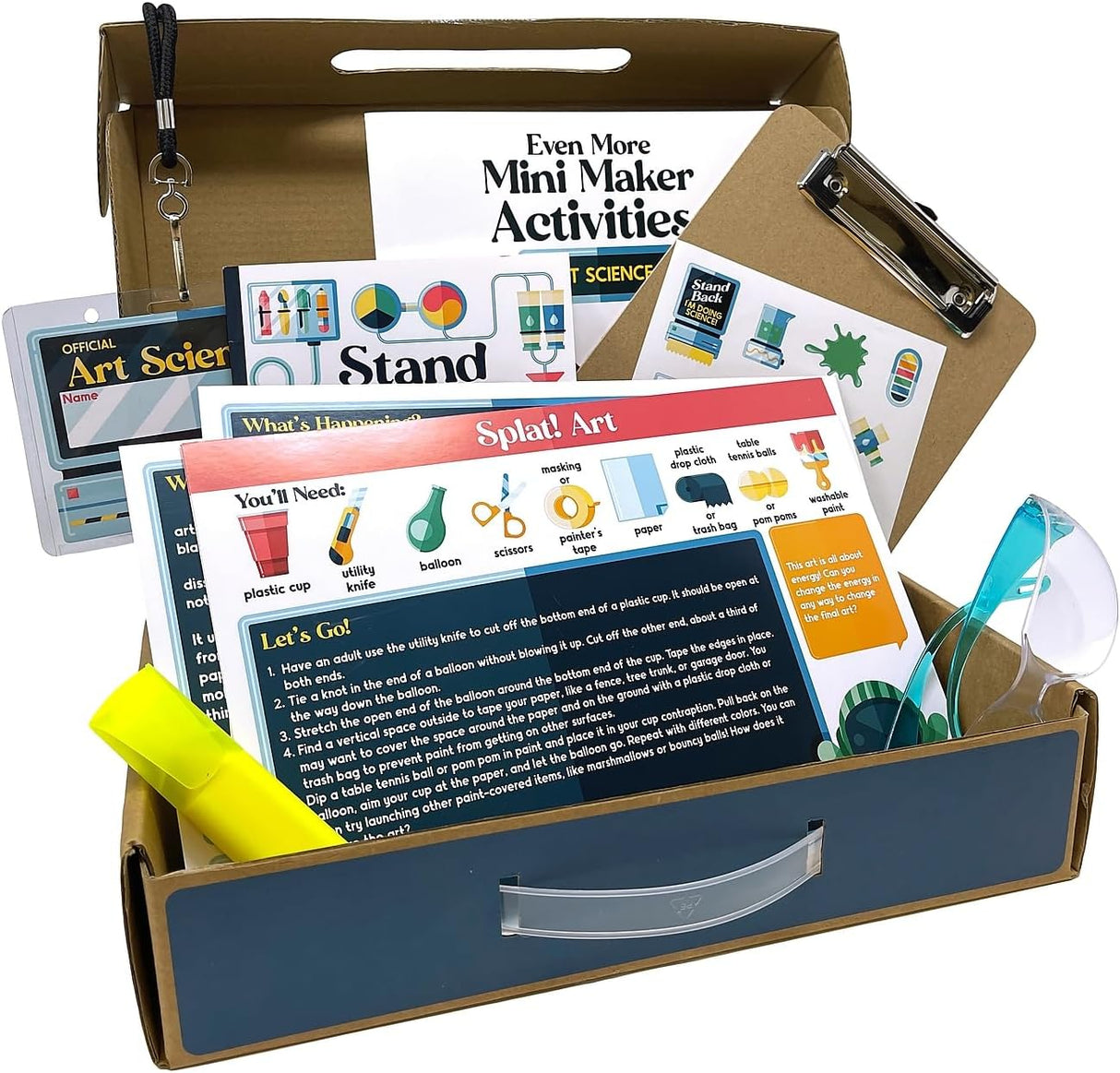 Mini Maker Art Science Kit, Crafts, Tiny Experiments, Stickers, Activity Book, Mini Journal, Name Tag, and More School Supplies, STEM Activities for Kids Grade 2 and Up