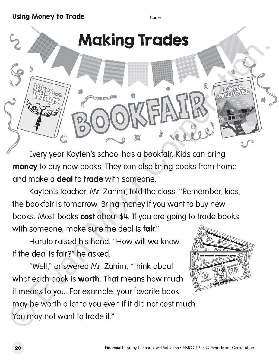 Financial Literacy Lessons and Activities, Grade 1 Teacher Resource