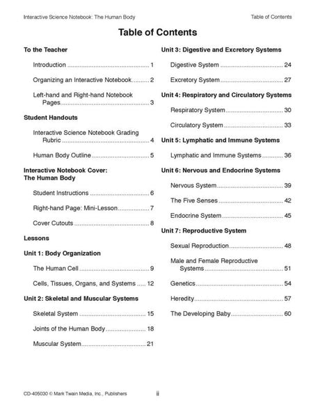 Interactive Science Notebook: the Human Body Resource Book