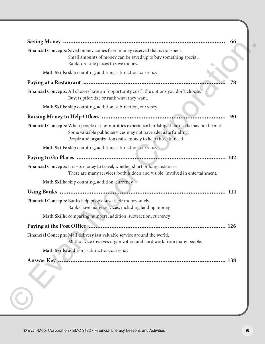 Financial Literacy Lessons and Activities, Grade 2 Teacher Resource
