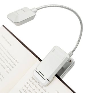 WITHit Quad Clip On Book Light – LED Reading Light with Clip for Books and eBooks, Dimmable Brightness, Portable & Lightweight Bookmark Light for Adults, Batteries Included